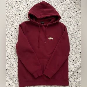 Stussy Logo Hoodie in Burgundy Size S